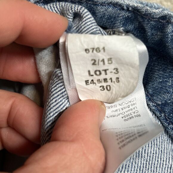 Free People Rory Slim Straight Jeans Wo's 30 Tab Cuff Hems Seamed Button Pockets - Picture 14 of 16